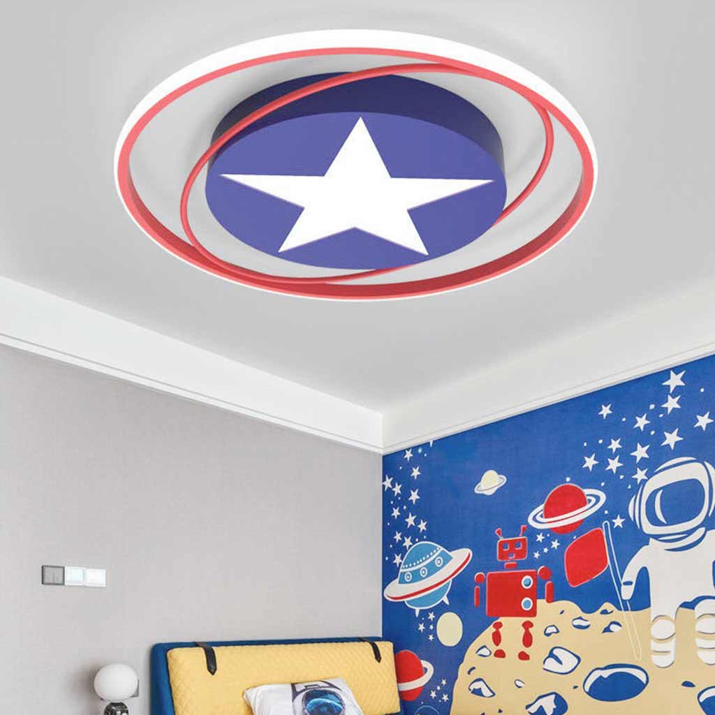 LED Flush Mount Overhead Light for Kids Room Dimmable Remote Control Shield Design 20.5 Inch Diameter Playroom Nursery Bedroom Fixture | Thomler