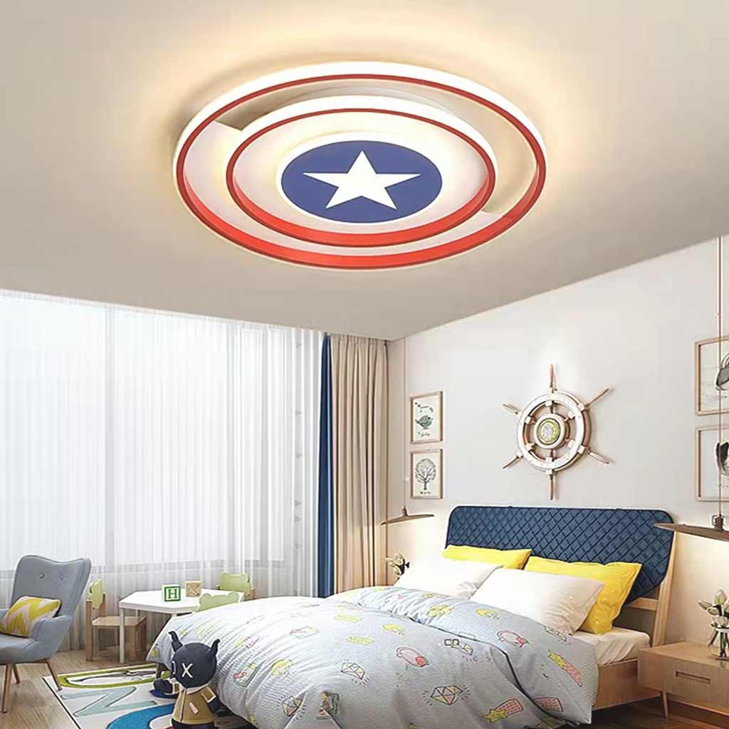 LED Flush Mount Overhead Light for Kids Room Dimmable Remote Control Shield Design 20.5 Inch Diameter Playroom Nursery Bedroom Fixture | Thomler