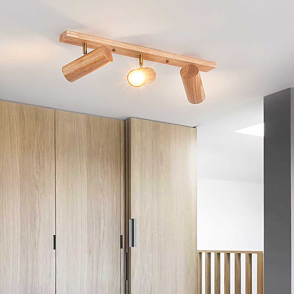 Rotating Track Spotlight with Wood Accent – Single or Multi-Head LED Fixture for Living Room, Bedroom & Home Office – Adjustable Directional | Thomler