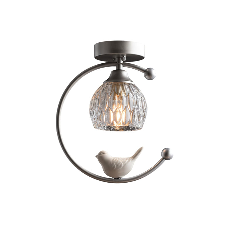 Decorative Bird Pendant Light with Brass Frame & Glass Shade for Bedroom, Dining Room & Living Room | Indoor Hanging Fixture 9 in × 11 in | Thomler