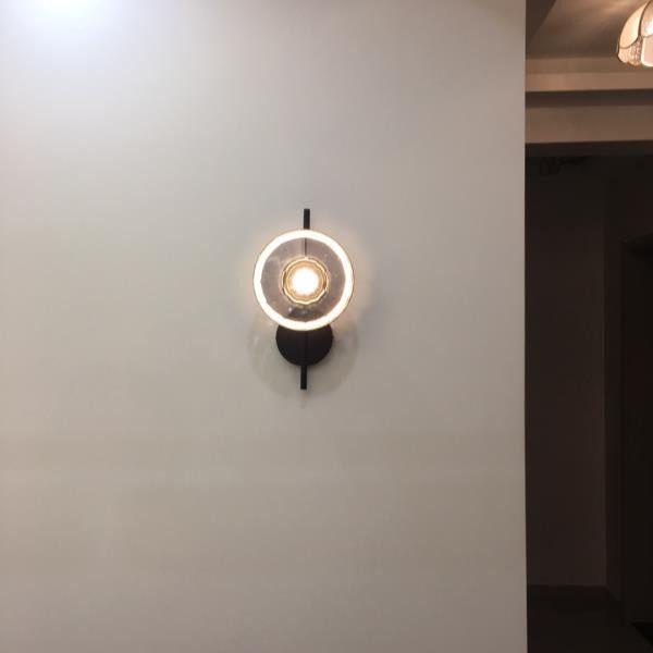 Modern Glass Sconce Light for Bedroom Hallway | Textured LED Wall Fixture Black or Gold Finish | Indoor Ambient Lighting | Thomler