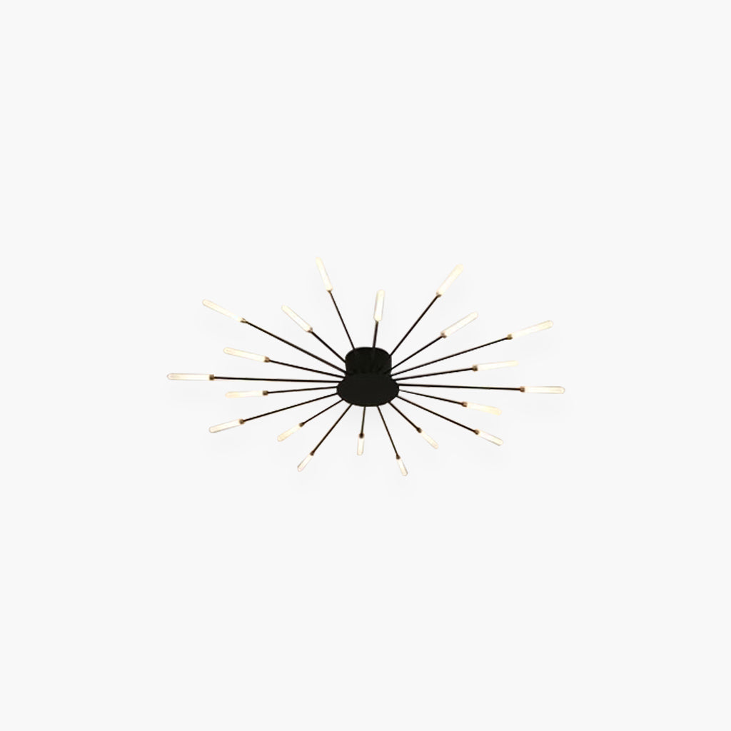 Semi-Flush Mount LED Light Fixture Aluminum 32 in Radial Design Black Gold for Living Room Bedroom Dining Room Contemporary Home Decor | Thomler