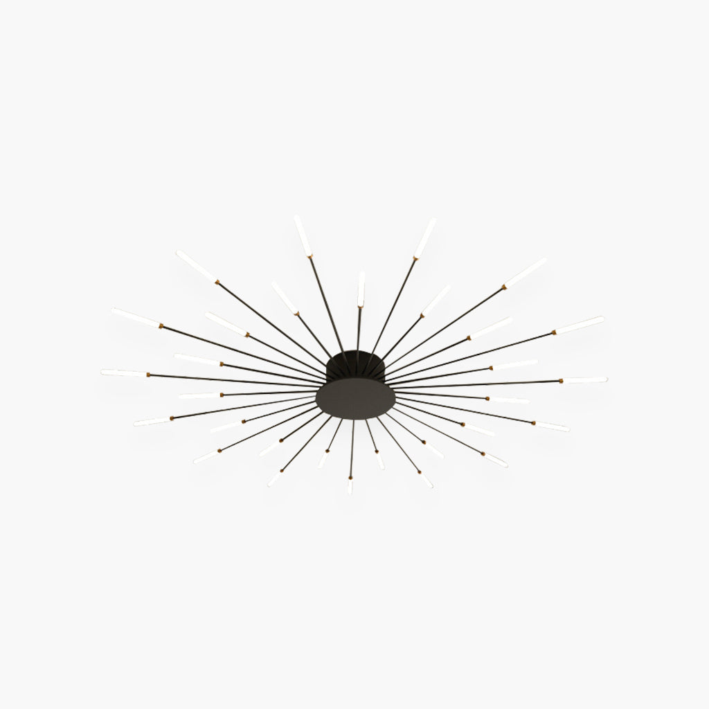 Semi-Flush Mount LED Light Fixture Aluminum 32 in Radial Design Black Gold for Living Room Bedroom Dining Room Contemporary Home Decor | Thomler