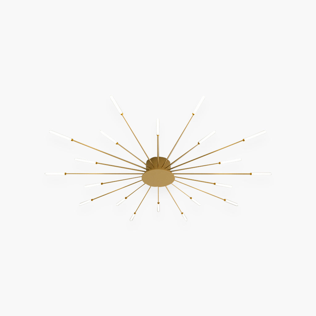 Semi-Flush Mount LED Light Fixture Aluminum 32 in Radial Design Black Gold for Living Room Bedroom Dining Room Contemporary Home Decor | Thomler