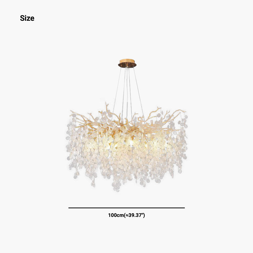 Glass Leaf Pendant Light Gold Aluminum Frame LED Adjustable Color Temperature Ceiling Fixture Living Room Bedroom Dining Entryway Statement | Thomler