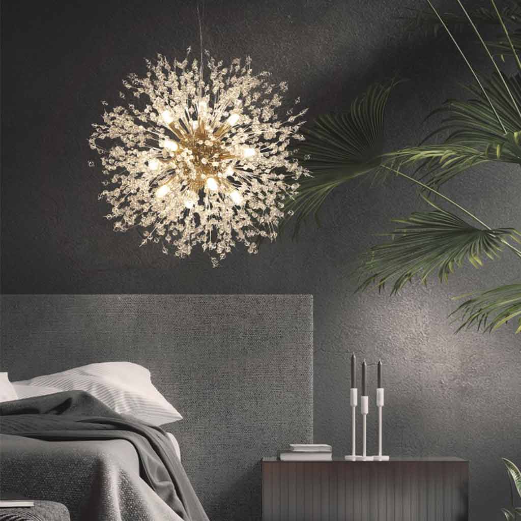 Sparkling Glass Crystal Ceiling Fixture Multi-Head Round & Rectangular LED Overhead Lighting for Dining Room Living Room Entry Hall Foyer Be | Thomler