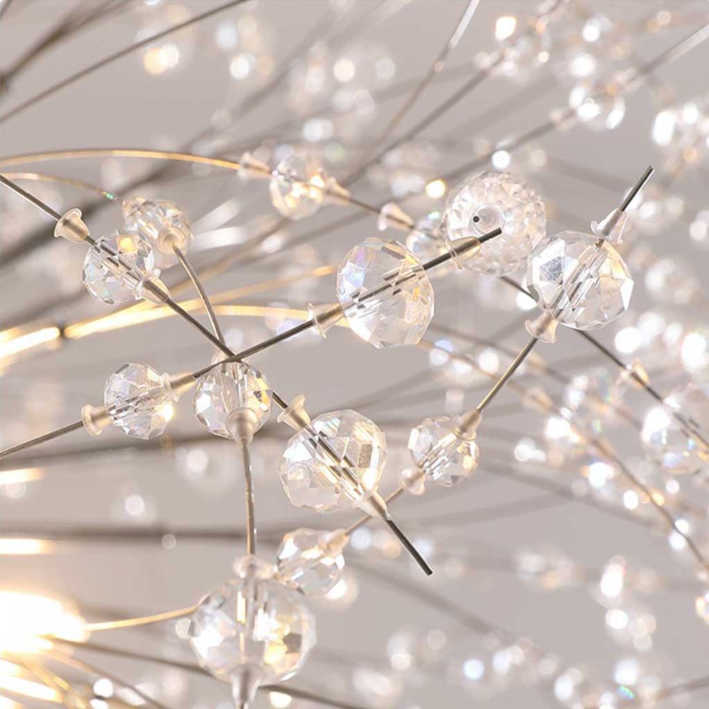 Sparkling Glass Crystal Ceiling Fixture Multi-Head Round & Rectangular LED Overhead Lighting for Dining Room Living Room Entry Hall Foyer Be | Thomler
