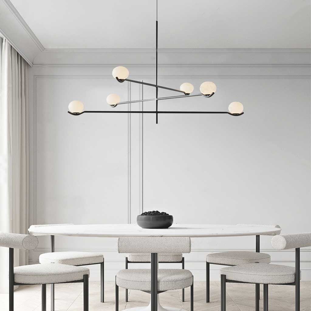 Multi-Globe Hanging Fixture with Adjustable LED Lighting for Dining Areas, Bedrooms & Entryways – Metal Frame with Glass Spheres in Black or | Thomler