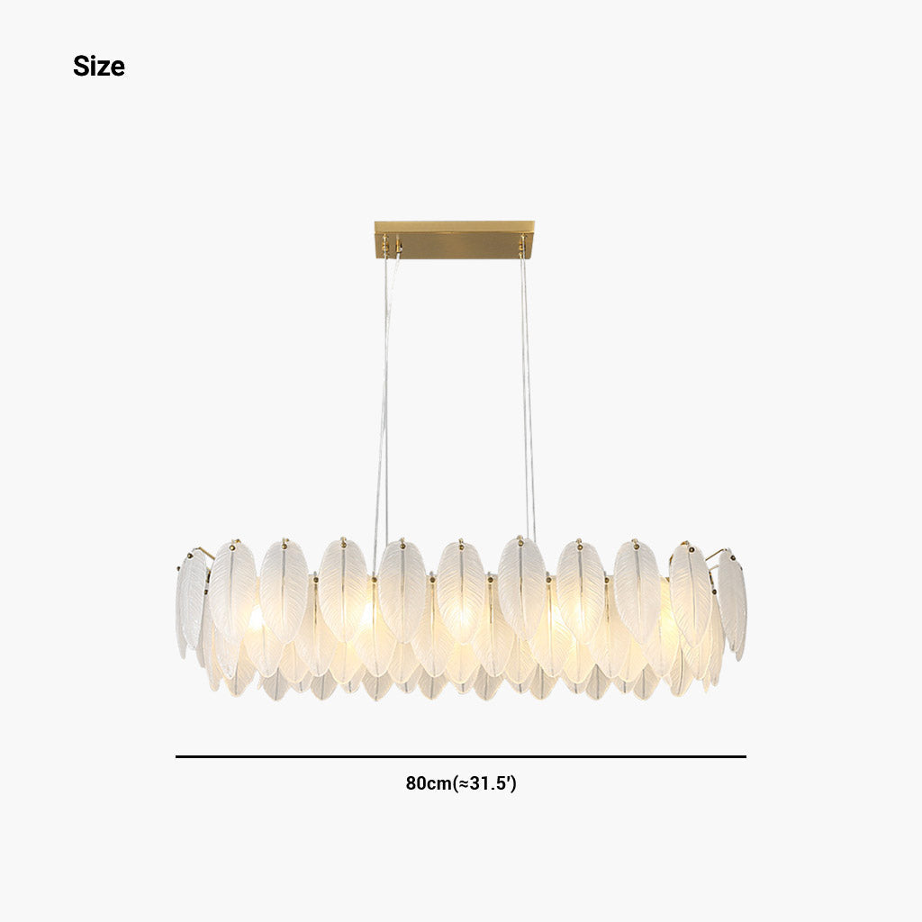 Glass Feather Ceiling Light Fixture 20 in Round Gold White LED Adjustable Color Temp for Dining Living Bedroom Contemporary Home Decor | Thomler