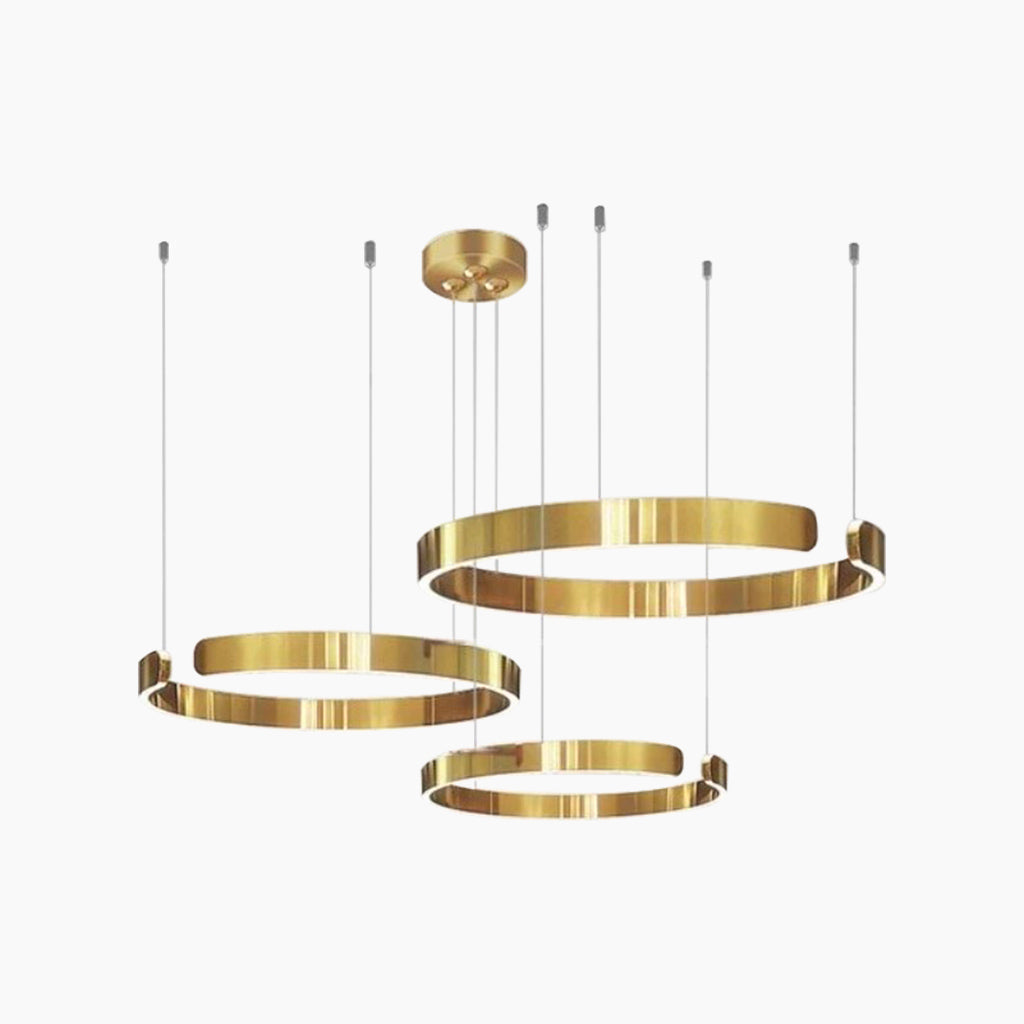 Dimmable LED Ring Ceiling Light Fixture Modern Aluminum Multi-Ring Chandelier for Dining Room Kitchen Island Living Room Bedroom Adjustable