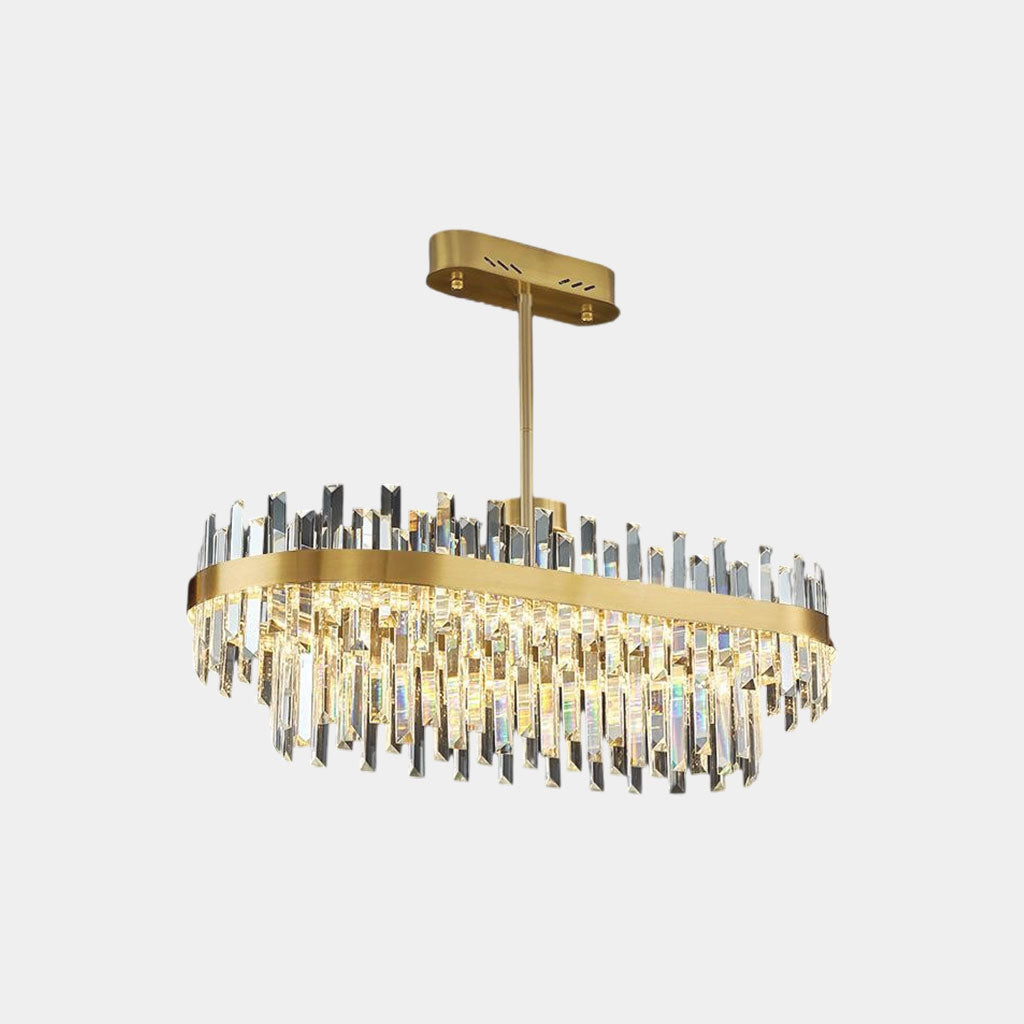 Crystal Ceiling Fixture with Adjustable Light Tones Gold Metal Frame 31.5 Inch for Dining Room Living Room Bedroom Modern Overhead Lighting | Thomler