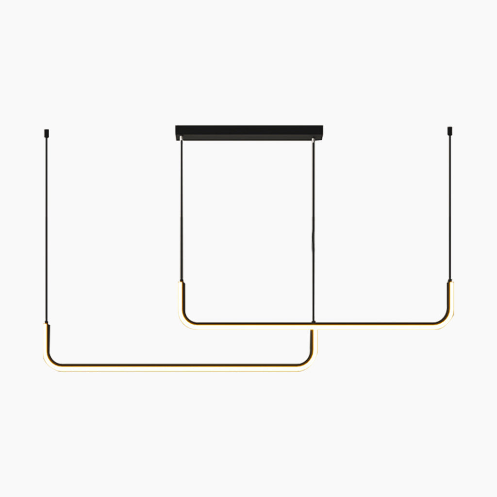 Linear LED Ceiling Light Fixture Dimmable Black Gold Modern Hanging Lamp for Kitchen Island Dining Room Living Room Bedroom Adjustable Heigh | Thomler