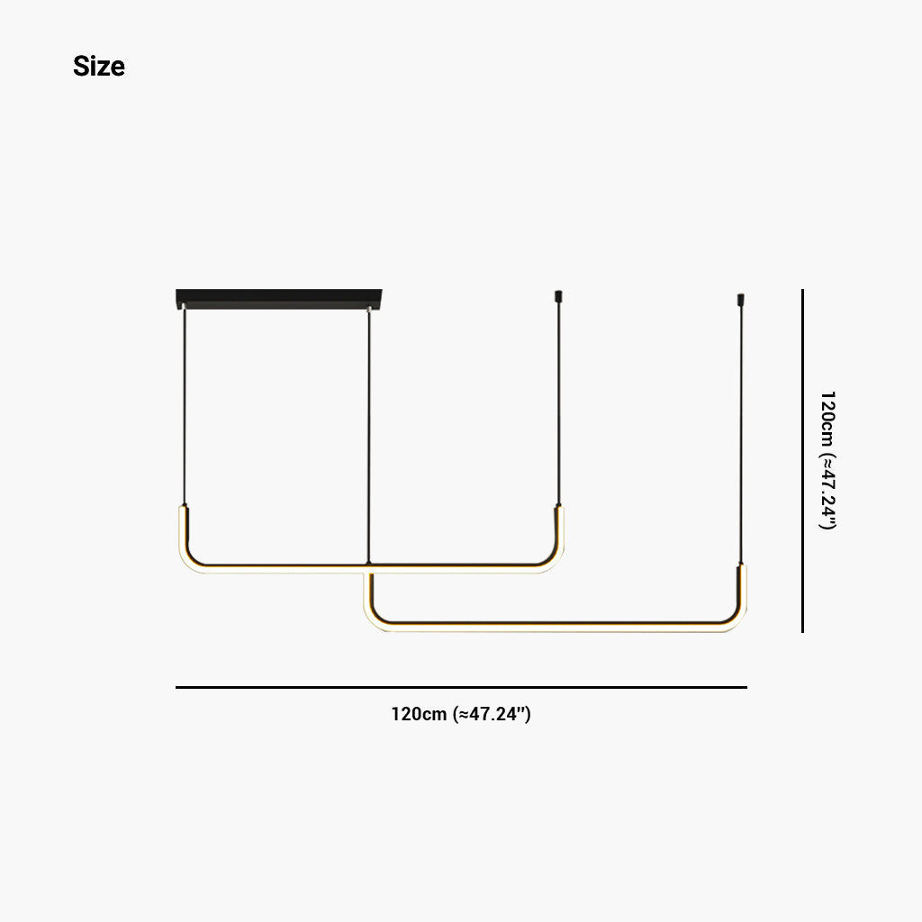 Linear LED Ceiling Light Fixture Dimmable Black Gold Modern Hanging Lamp for Kitchen Island Dining Room Living Room Bedroom Adjustable Heigh | Thomler