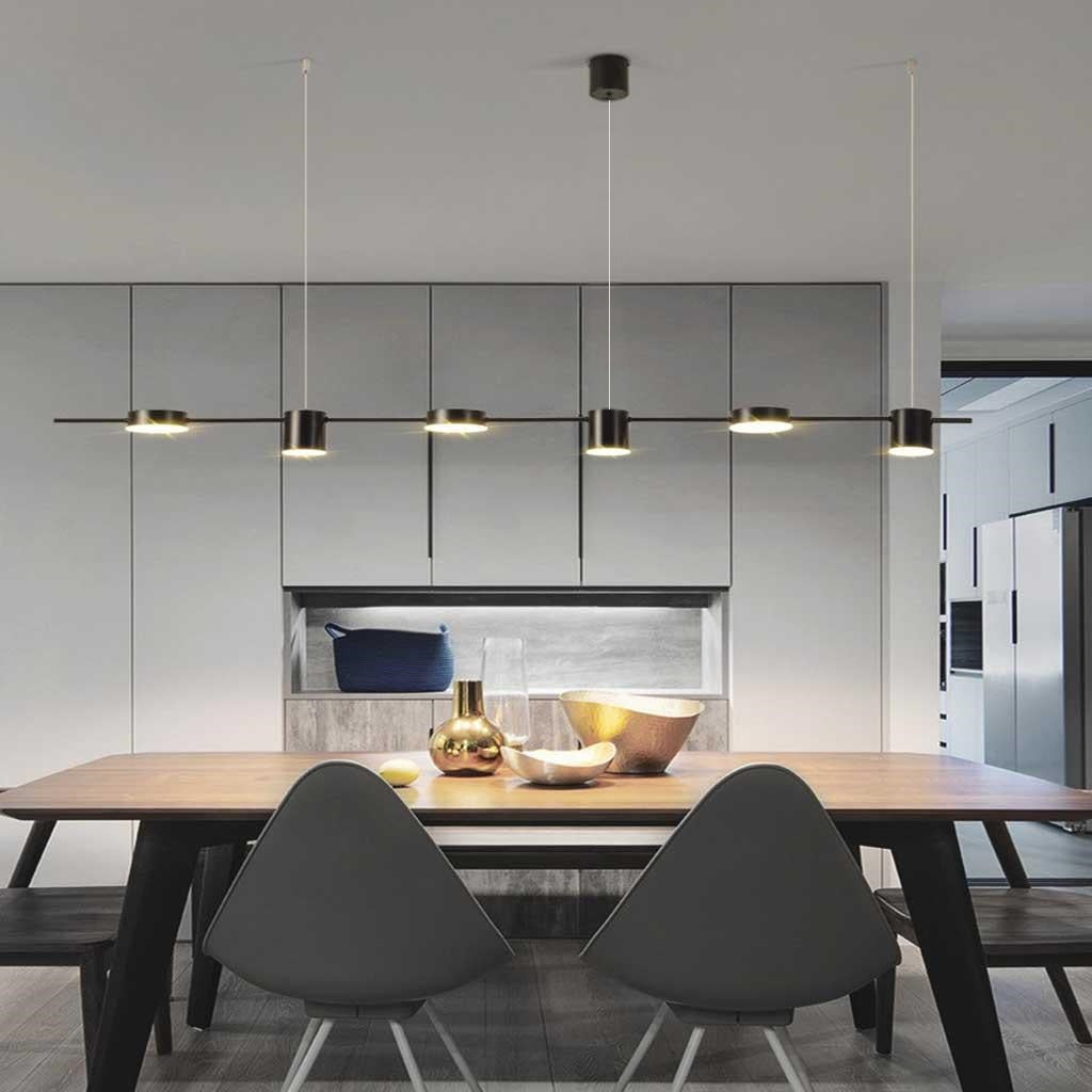 Multi-Head Island Pendant Light with Adjustable Brightness and Temperature for Dining Tables | Modern Aluminum Overhead Fixture in Black or | Thomler