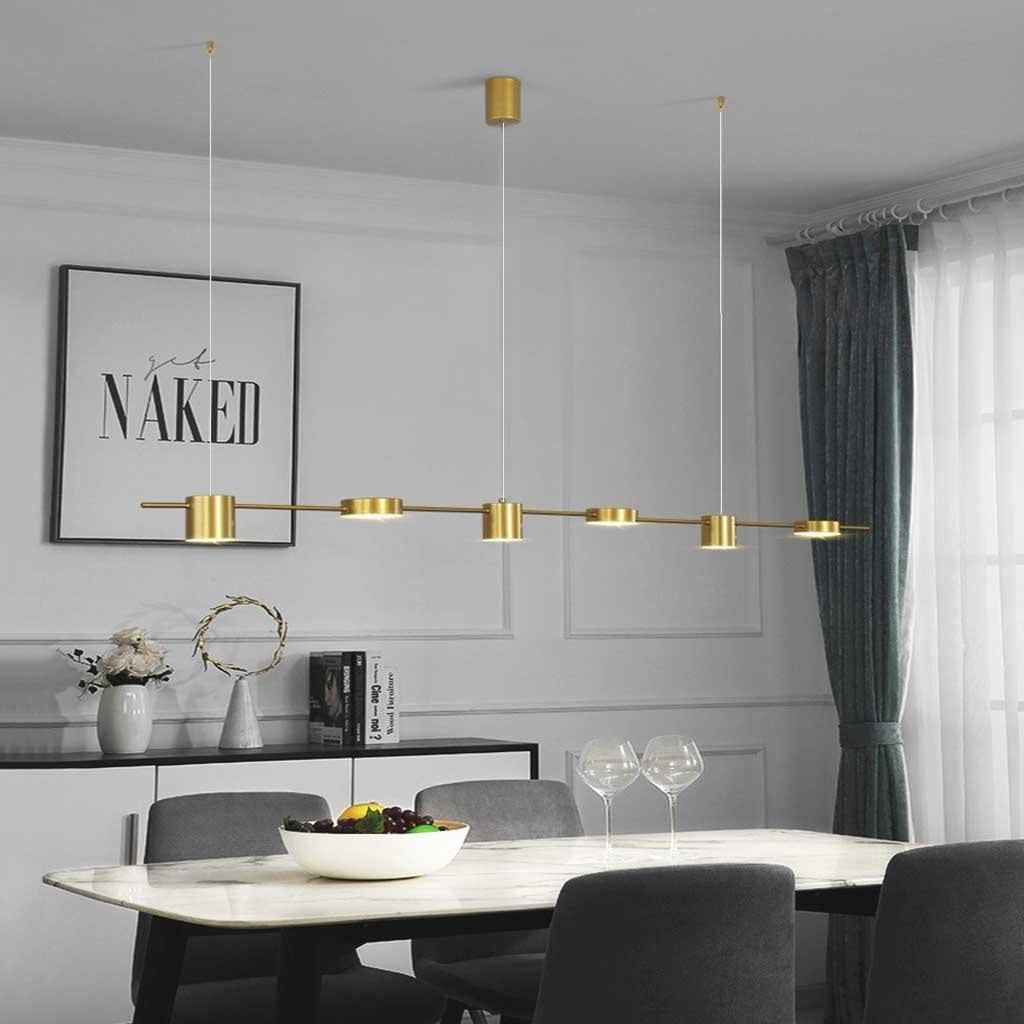 Multi-Head Island Pendant Light with Adjustable Brightness and Temperature for Dining Tables | Modern Aluminum Overhead Fixture in Black or | Thomler