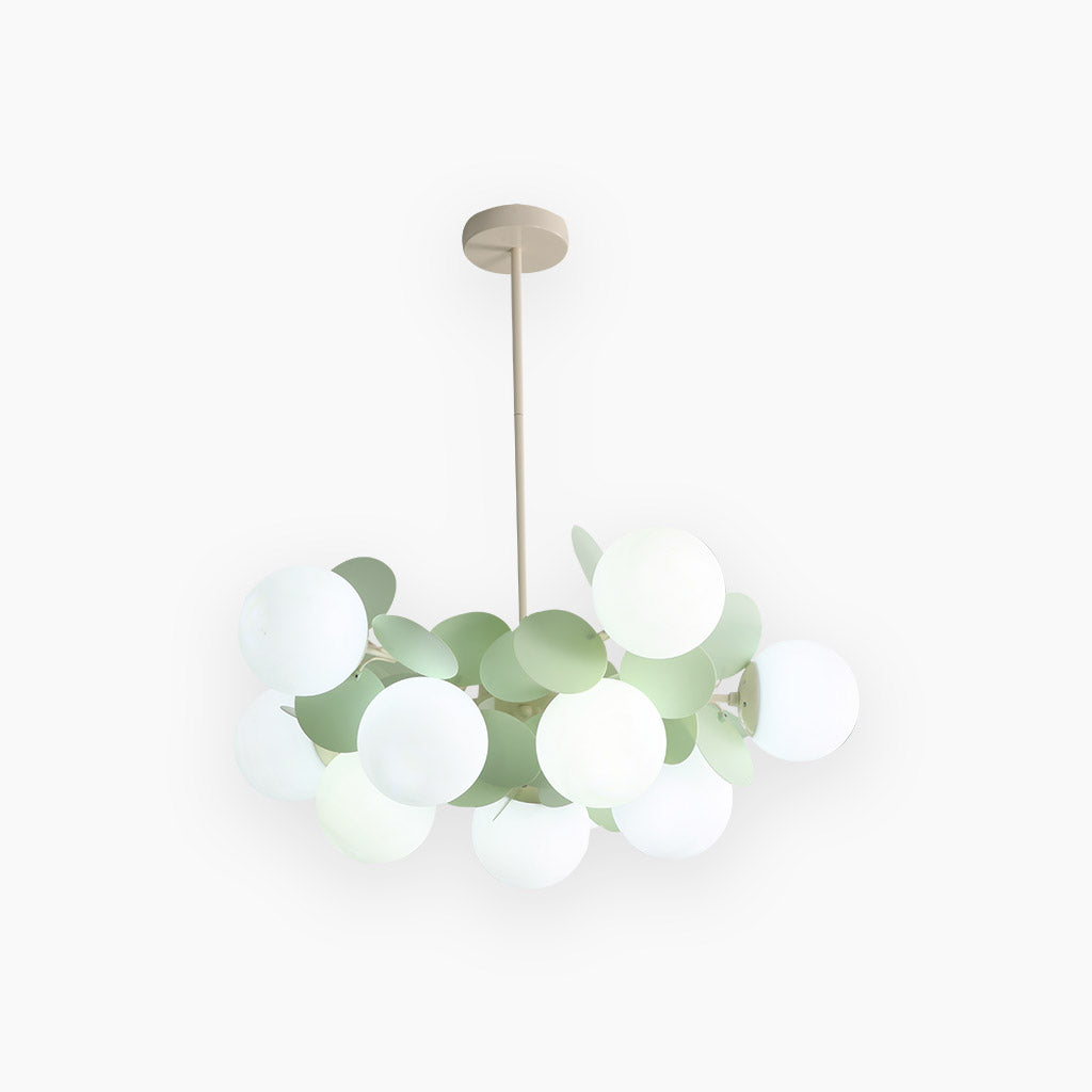 Sculptural Glass Globe Overhead Light with Branching Arms for Dining Room & Living Space — Dimmable LED Cluster Fixture in White, Green or M | Thomler