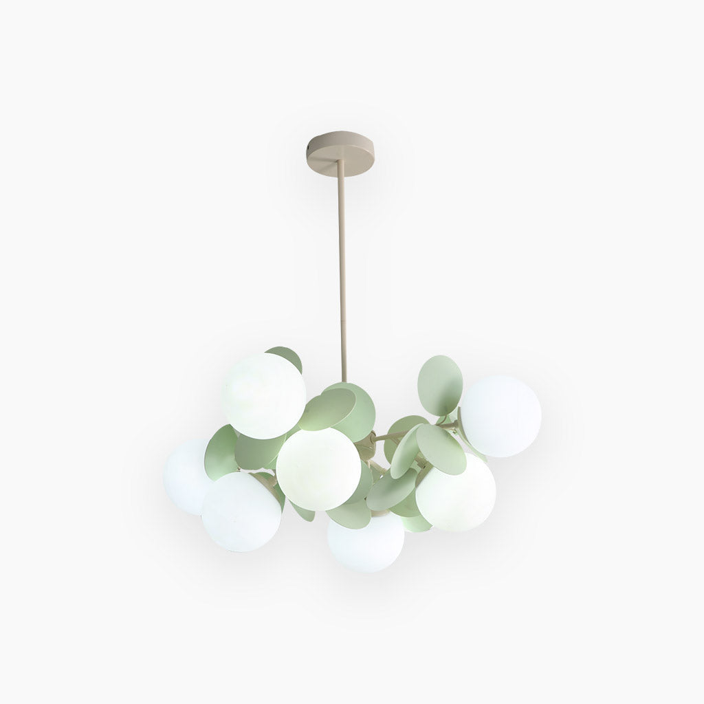 Sculptural Glass Globe Overhead Light with Branching Arms for Dining Room & Living Space — Dimmable LED Cluster Fixture in White, Green or M | Thomler