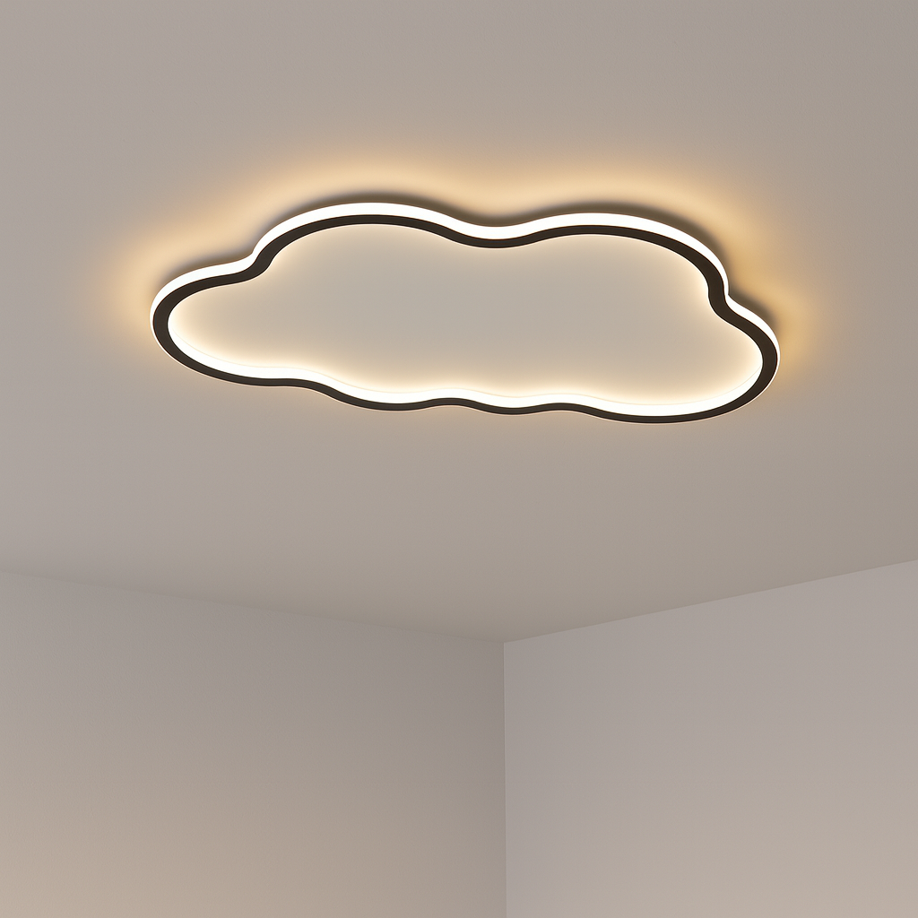 LED Flush Mount Ceiling Light White 20 in Cloud Shape Fixture for Bedroom Living Room Hallway Minimalist Scandinavian Modern Decor | Thomler