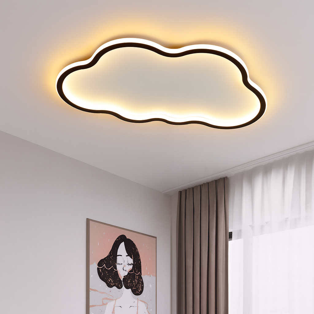LED Flush Mount Ceiling Light White 20 in Cloud Shape Fixture for Bedroom Living Room Hallway Minimalist Scandinavian Modern Decor | Thomler