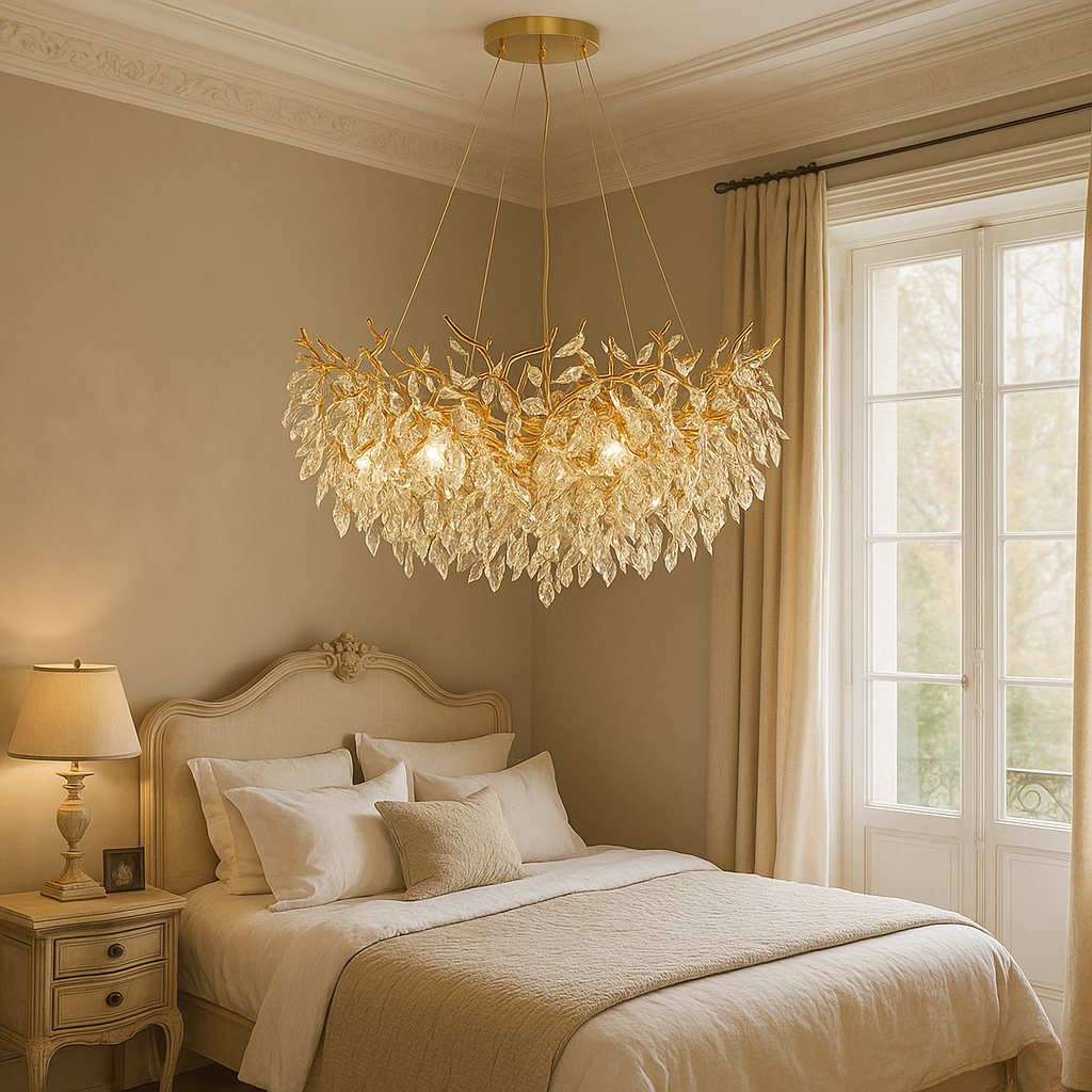 Runder Kristall-Kronleuchter, 80 cm Durchmesser, goldfarbenes Finish, warmweißes LED, für Esszimmer, Wohnzimmer, Flur, höhenverstellbare Deckenleuchte für | Thomler