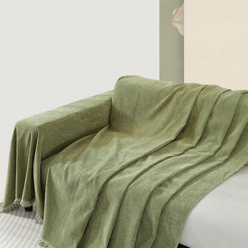 Herringbone Throw Blanket with Tassels for Sofa or Chair – Soft Textured Cover for Living Room, Bedroom & Couch Protection – Woven Home