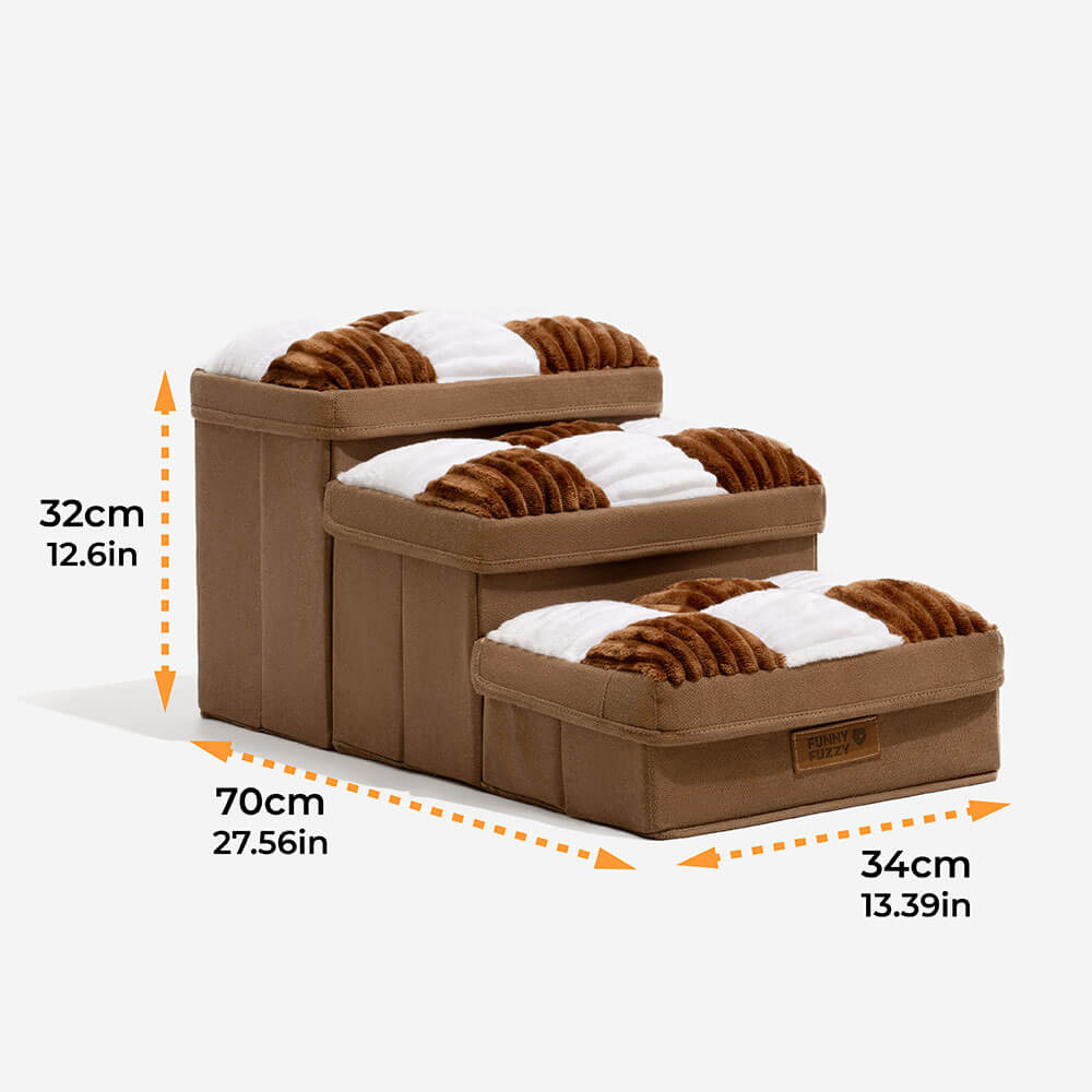 Escalones para mascotas con compartimentos de almacenamiento ocultos: rampa plegable acolchada y suave para perros y gatos pequeños, base antideslizante