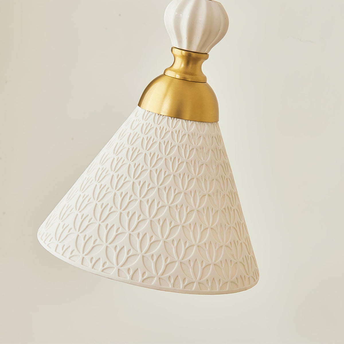 Hanging Ceiling Light Fixture White Ceramic Shade with Gold Hardware 9 in Adjustable Cord for Kitchen Island Dining Room Indoor Use E26 Sock | Thomler