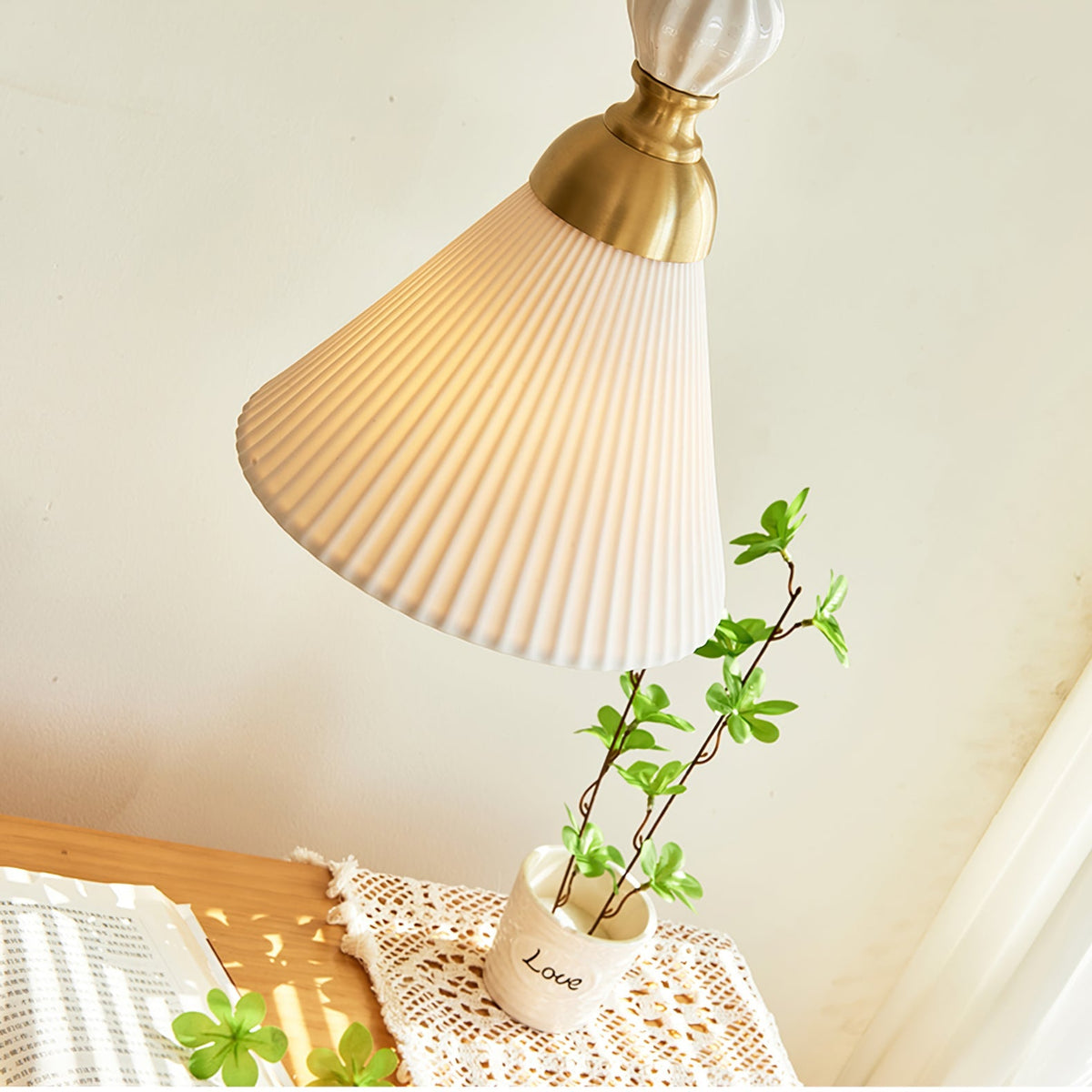 Hanging Ceiling Light Fixture White Ceramic Shade with Gold Hardware 9 in Adjustable Cord for Kitchen Island Dining Room Indoor Use E26 Sock | Thomler