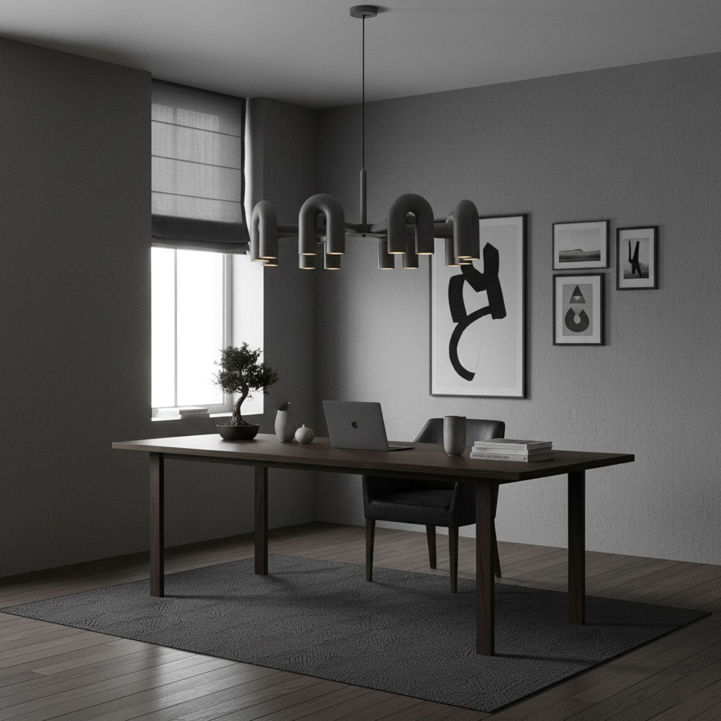 Contemporary Adjustable Multi-Head Ceiling Light Fixture with Rotating Arms for Dining Room Bedroom Living Space 40-Inch Modular Suspended L | Thomler