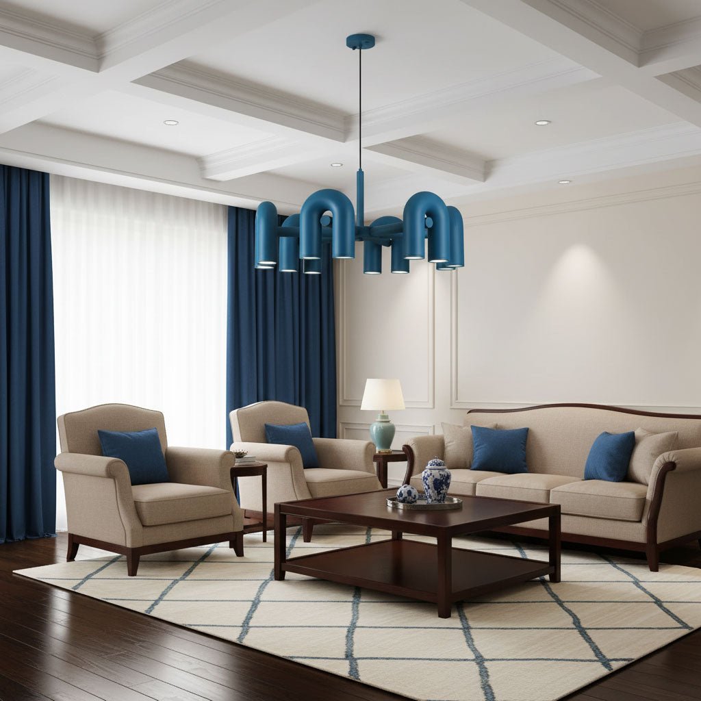 Contemporary Adjustable Multi-Head Ceiling Light Fixture with Rotating Arms for Dining Room Bedroom Living Space 40-Inch Modular Suspended L | Thomler