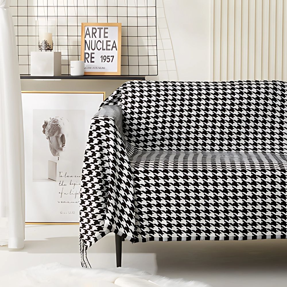 Checkered Acrylic Throw with Fringe – Lightweight Cover for Couch, Chair, Bed & Travel