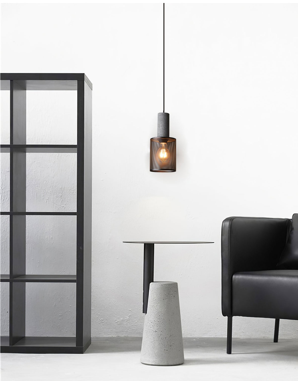 Industrial Concrete Hanging Light Fixture with Metal Accent for Dining Room, Kitchen Island & Bedroom – Adjustable Cord, E26 Socket, Modern | Thomler