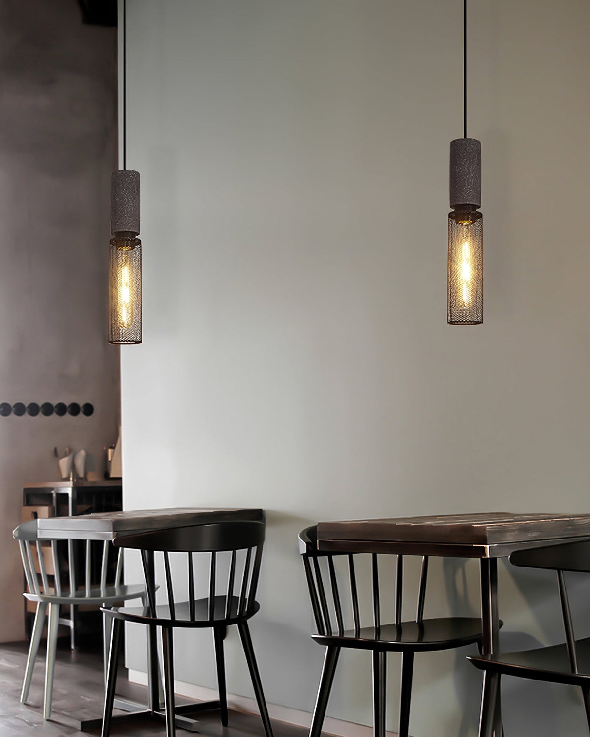 Industrial Concrete Hanging Light Fixture with Metal Accent for Dining Room, Kitchen Island & Bedroom – Adjustable Cord, E26 Socket, Modern | Thomler