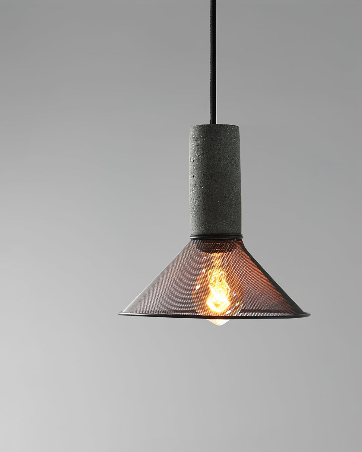 Industrial Concrete Hanging Light Fixture with Metal Accent for Dining Room, Kitchen Island & Bedroom – Adjustable Cord, E26 Socket, Modern | Thomler