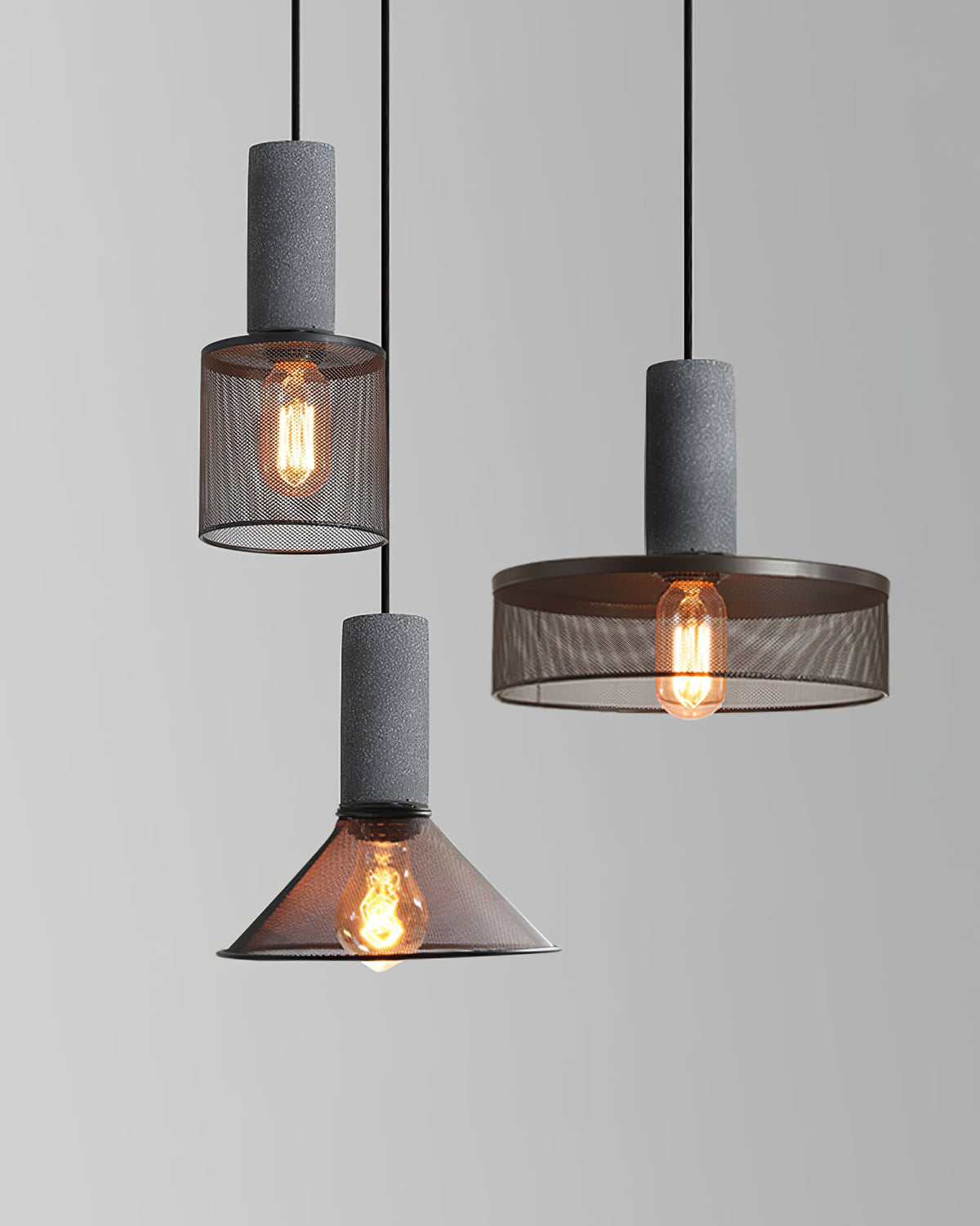 Industrial Concrete Hanging Light Fixture with Metal Accent for Dining Room, Kitchen Island & Bedroom – Adjustable Cord, E26 Socket, Modern | Thomler