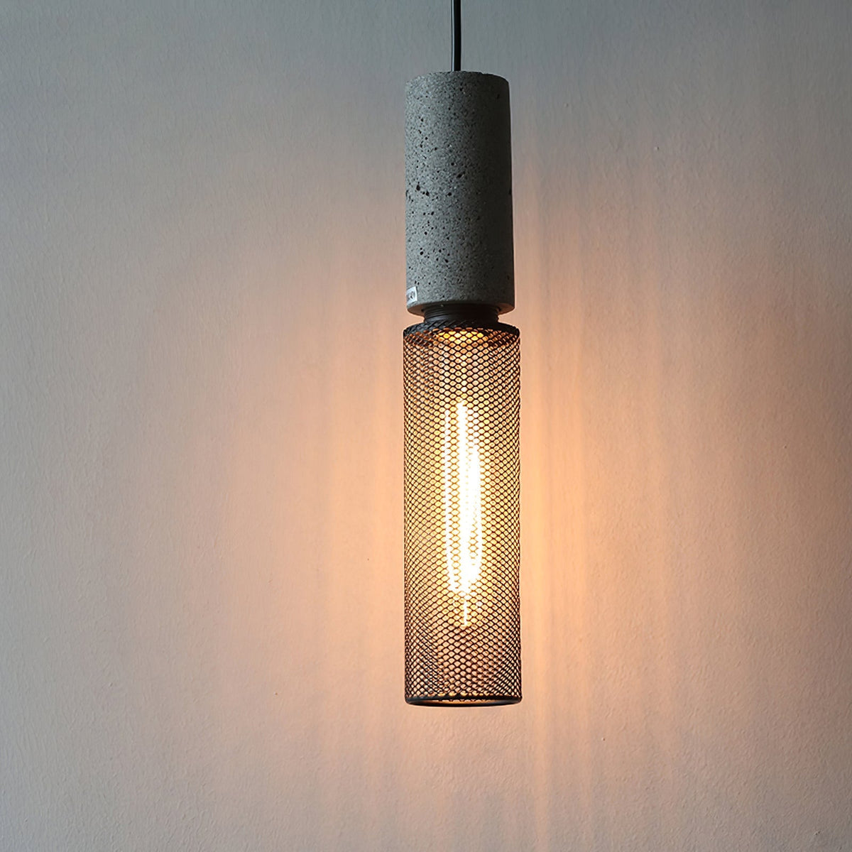 Industrial Concrete Hanging Light Fixture with Metal Accent for Dining Room, Kitchen Island & Bedroom – Adjustable Cord, E26 Socket, Modern | Thomler