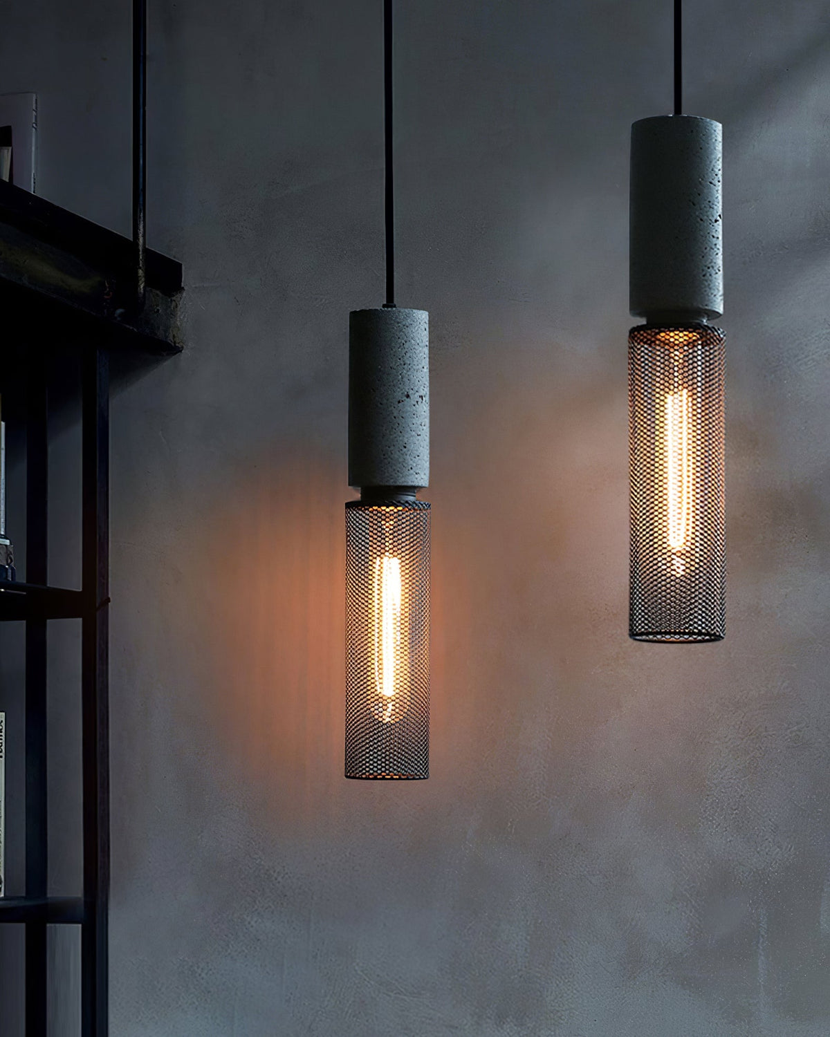 Industrial Concrete Hanging Light Fixture with Metal Accent for Dining Room, Kitchen Island & Bedroom – Adjustable Cord, E26 Socket, Modern | Thomler