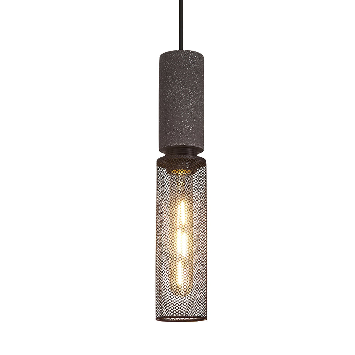 Industrial Concrete Hanging Light Fixture with Metal Accent for Dining Room, Kitchen Island & Bedroom – Adjustable Cord, E26 Socket, Modern | Thomler