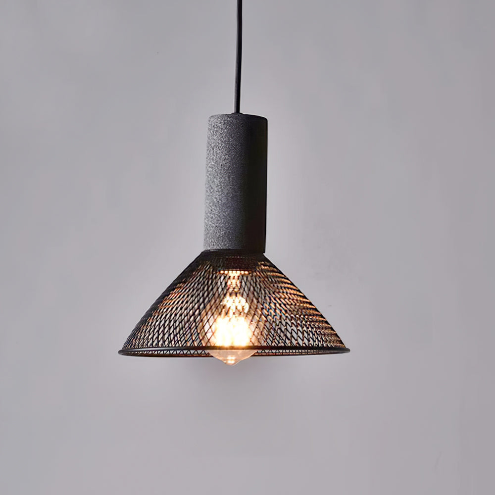 Industrial Concrete Hanging Light Fixture with Metal Accent for Dining Room, Kitchen Island & Bedroom – Adjustable Cord, E26 Socket, Modern | Thomler