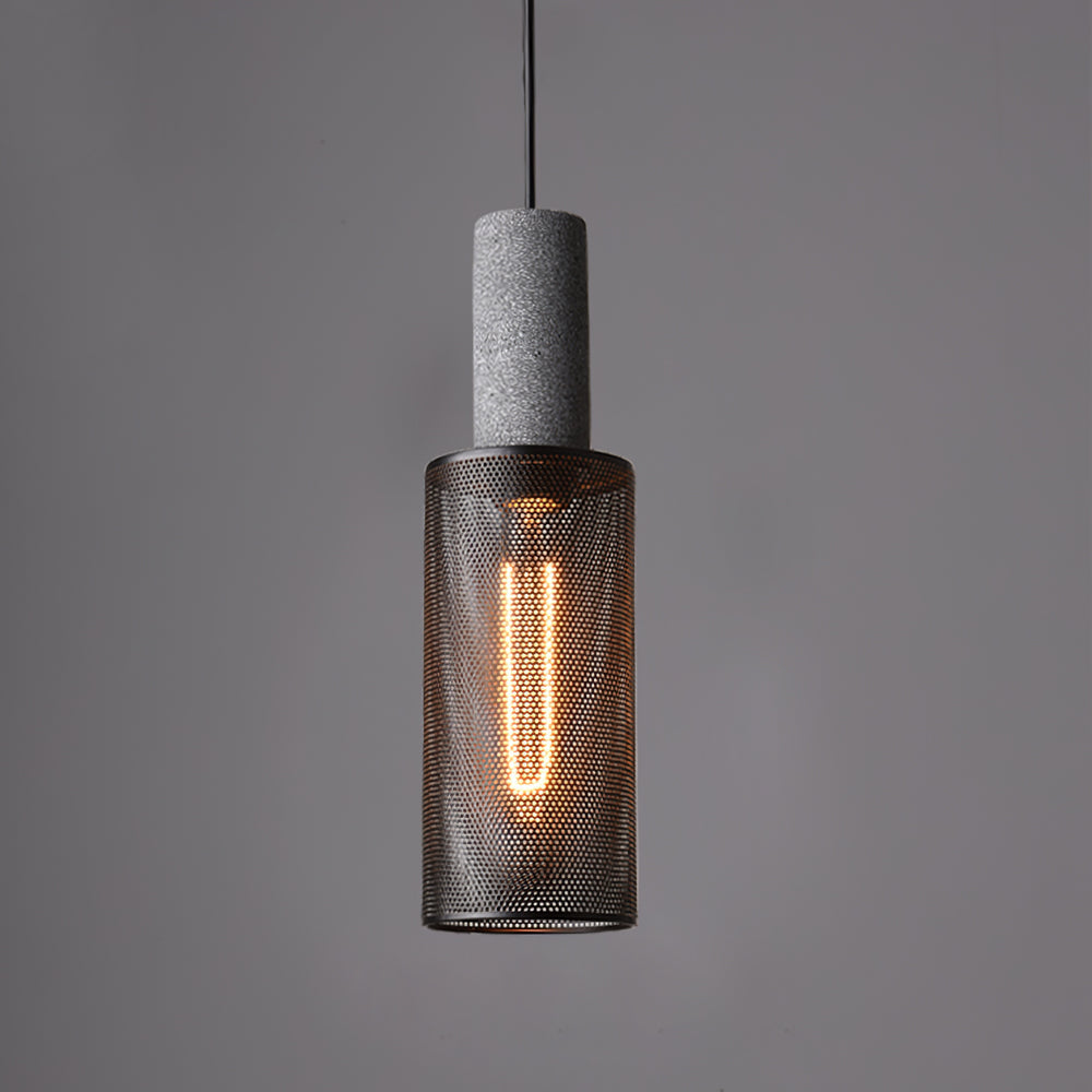 Industrial Concrete Hanging Light Fixture with Metal Accent for Dining Room, Kitchen Island & Bedroom – Adjustable Cord, E26 Socket, Modern | Thomler