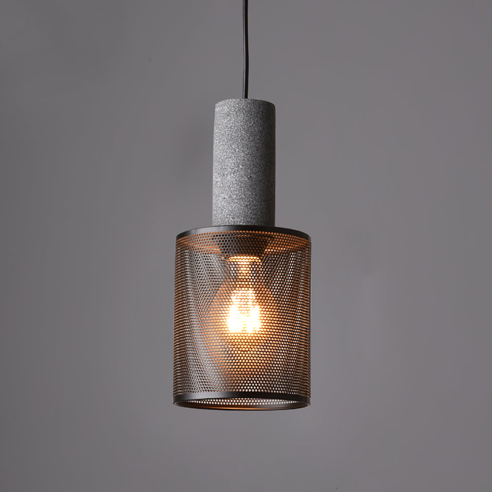 Industrial Concrete Hanging Light Fixture with Metal Accent for Dining Room, Kitchen Island & Bedroom – Adjustable Cord, E26 Socket, Modern | Thomler