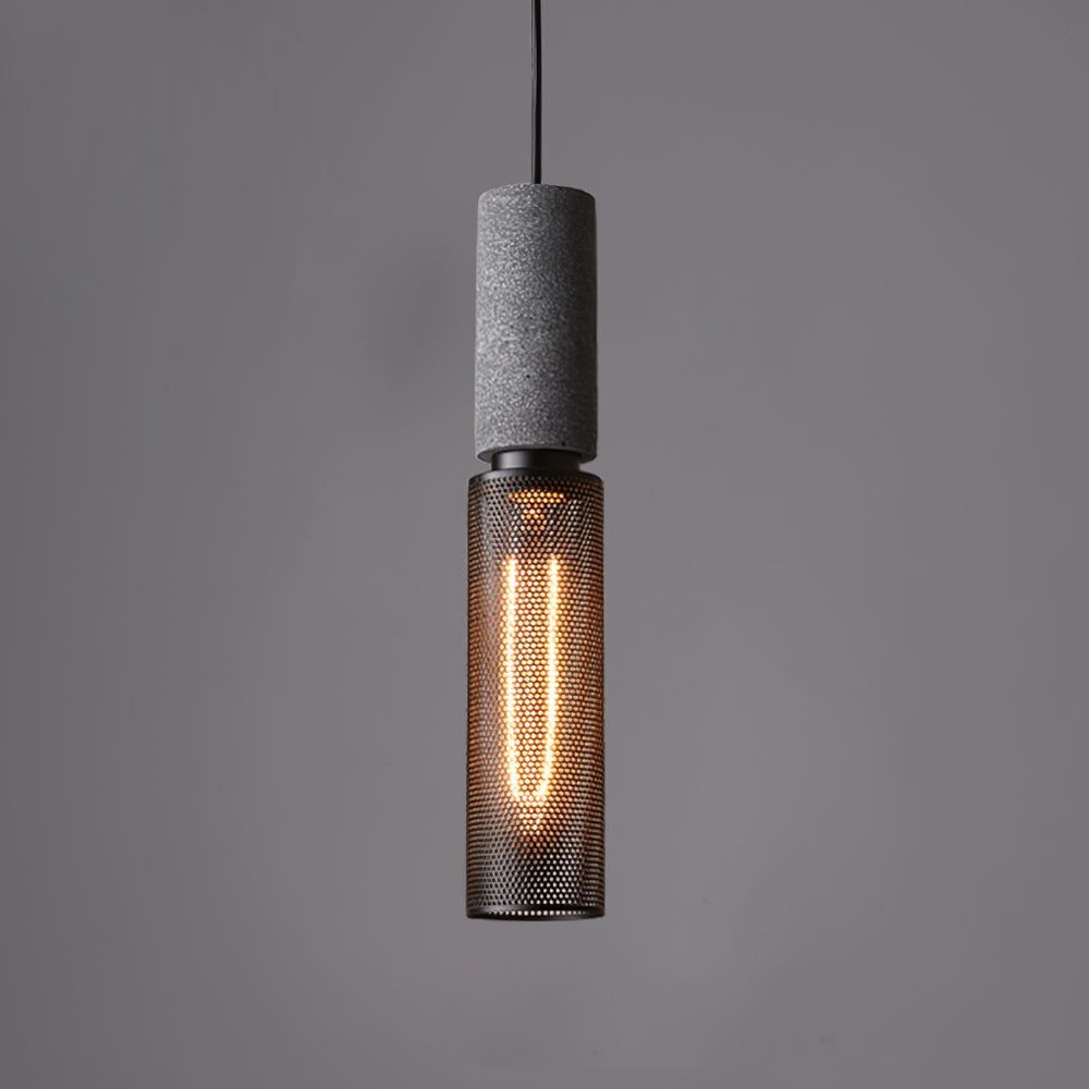 Industrial Concrete Hanging Light Fixture with Metal Accent for Dining Room, Kitchen Island & Bedroom – Adjustable Cord, E26 Socket, Modern | Thomler