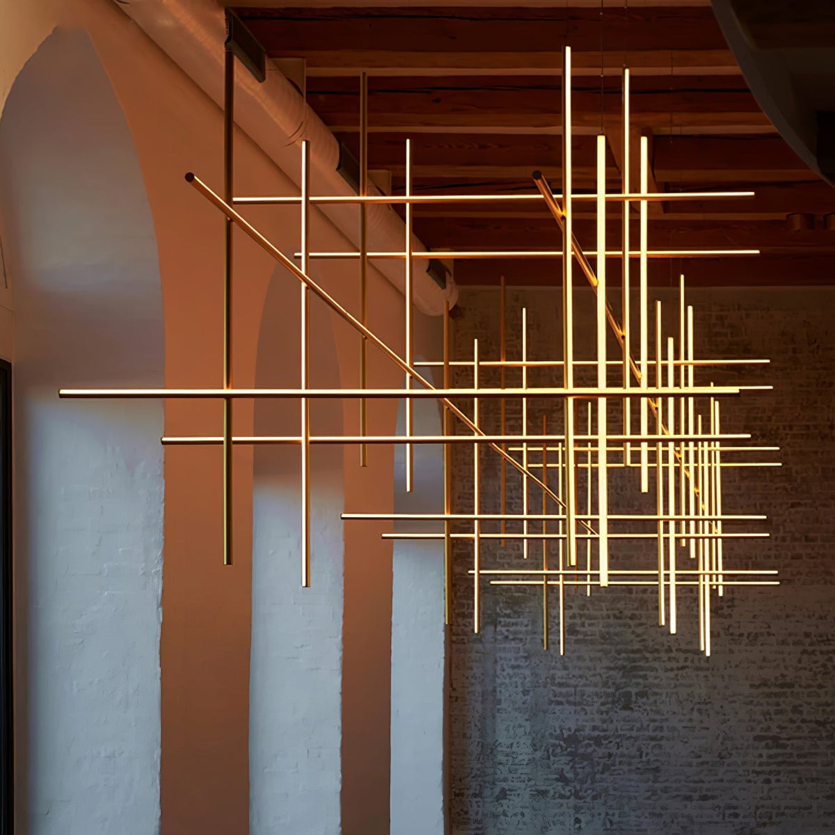 Geometrische Raster-Deckenleuchte für Esszimmer & offene Bereiche | Höhenverstellbarer LED-Kronleuchter | Modernes Aluminium-Schienensystem | Multi | Thomler