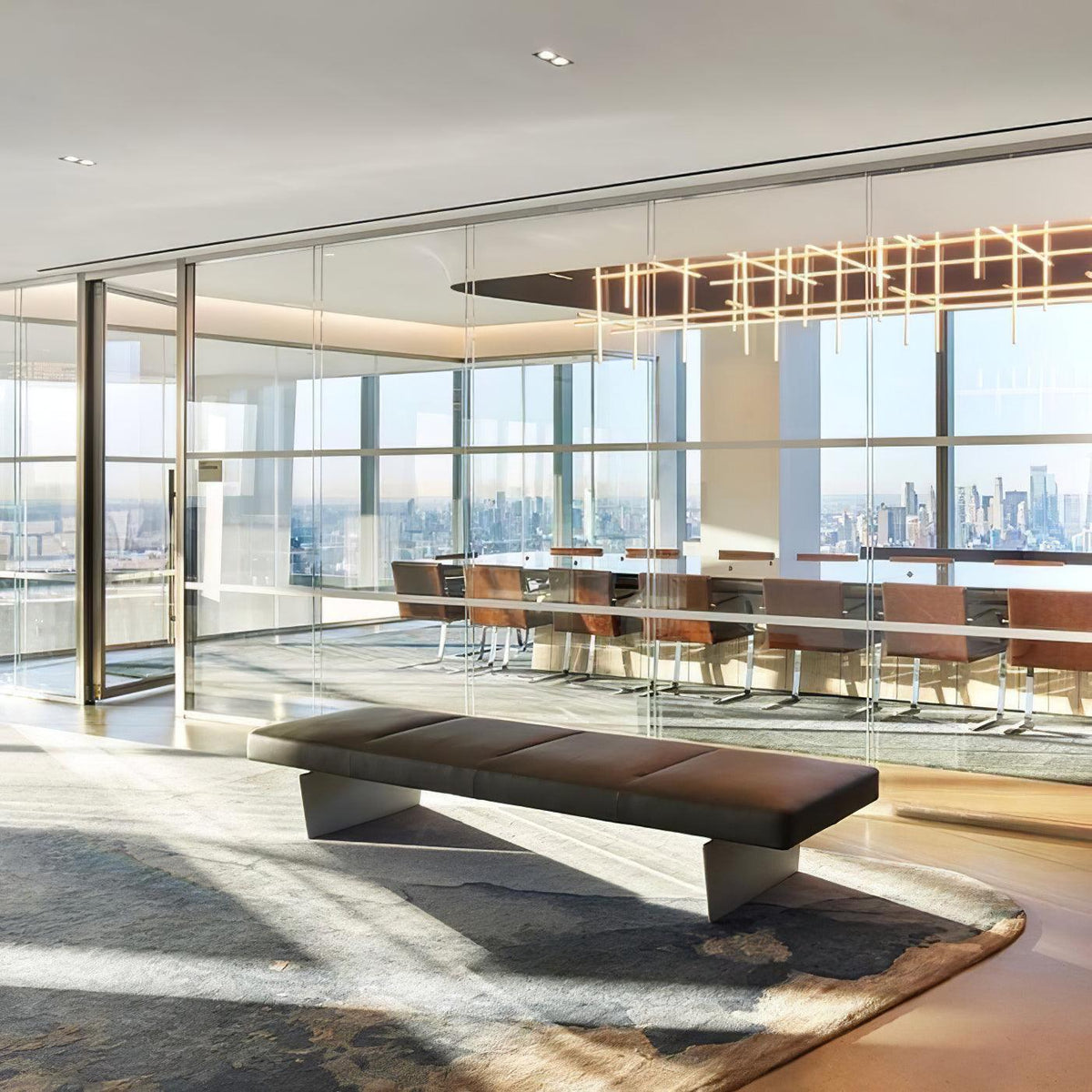 Geometrische Raster-Deckenleuchte für Esszimmer & offene Bereiche | Höhenverstellbarer LED-Kronleuchter | Modernes Aluminium-Schienensystem | Multi | Thomler
