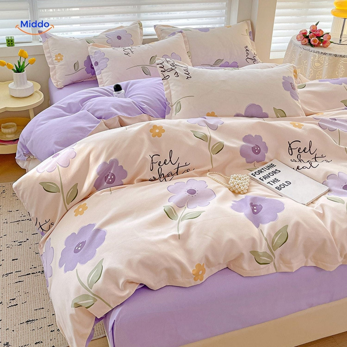 Pure Cotton 4-Piece Bedding Set for Mom & Baby – Soft & Breathable