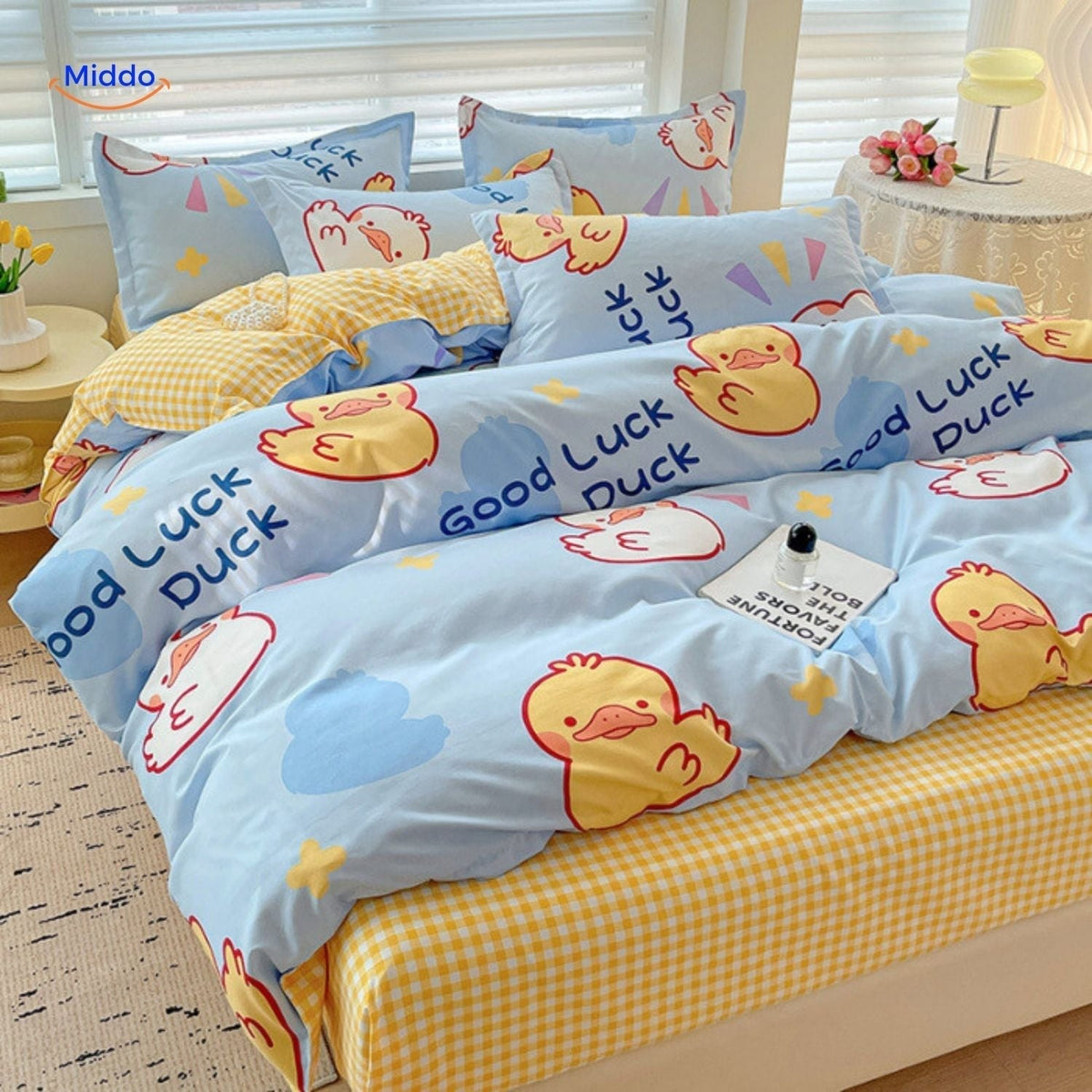 Pure Cotton 4-Piece Bedding Set for Mom & Baby – Soft & Breathable
