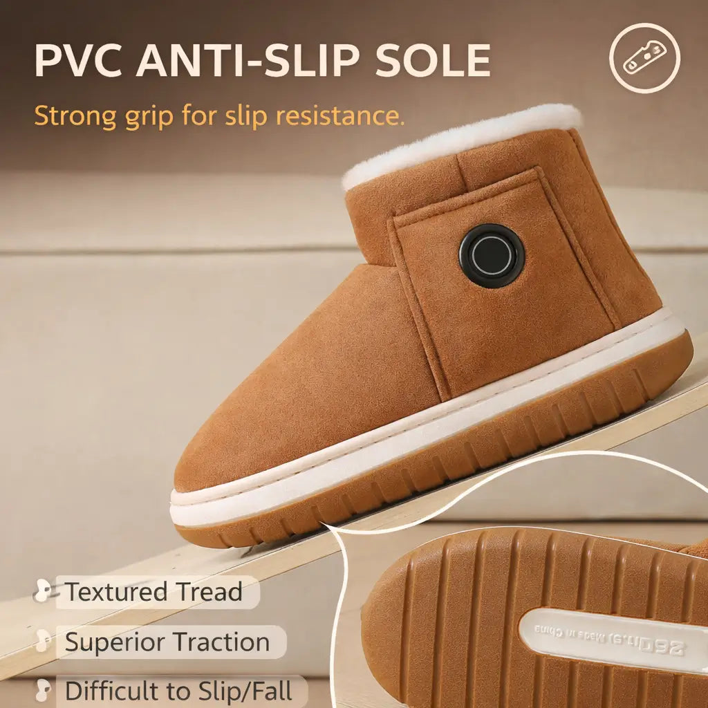 Rechargeable Heated Slippers with 3 Temperature Settings – Indoor/Outdoor Insulated Boots