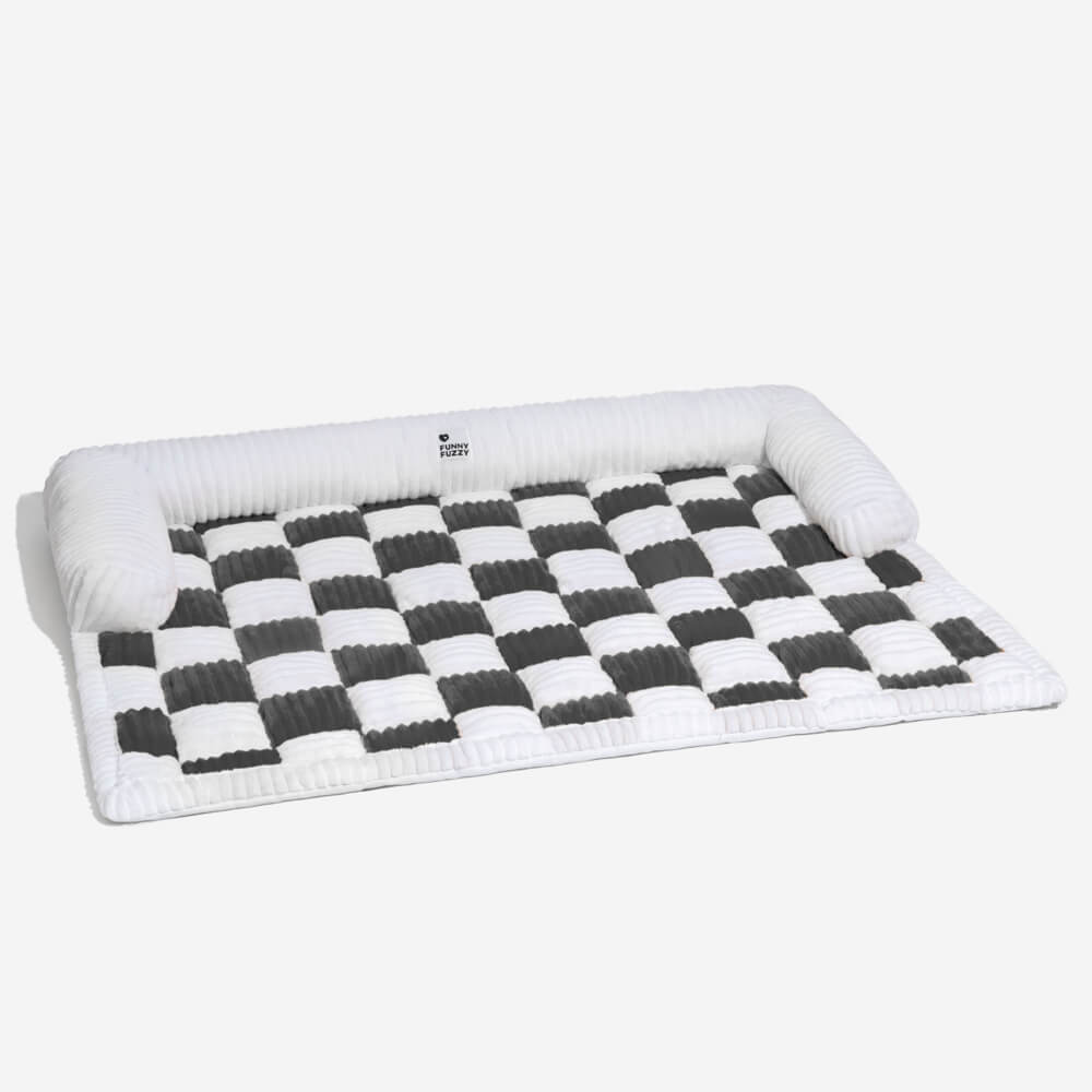 Protector acolchado para muebles de mascotas – Funda antideslizante para sofá y suelo | Manta a cuadros lavable para perros