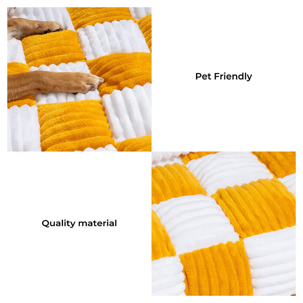 Protector acolchado para muebles de mascotas – Funda antideslizante para sofá y suelo | Manta a cuadros lavable para perros