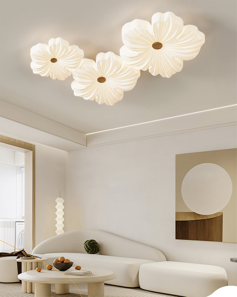 Flush Mount LED Light Fixture White Acrylic 13 Inch Round for Bedroom Living Room Hallway Kitchen Low Profile Modern Overhead Lighting Ceili | Thomler